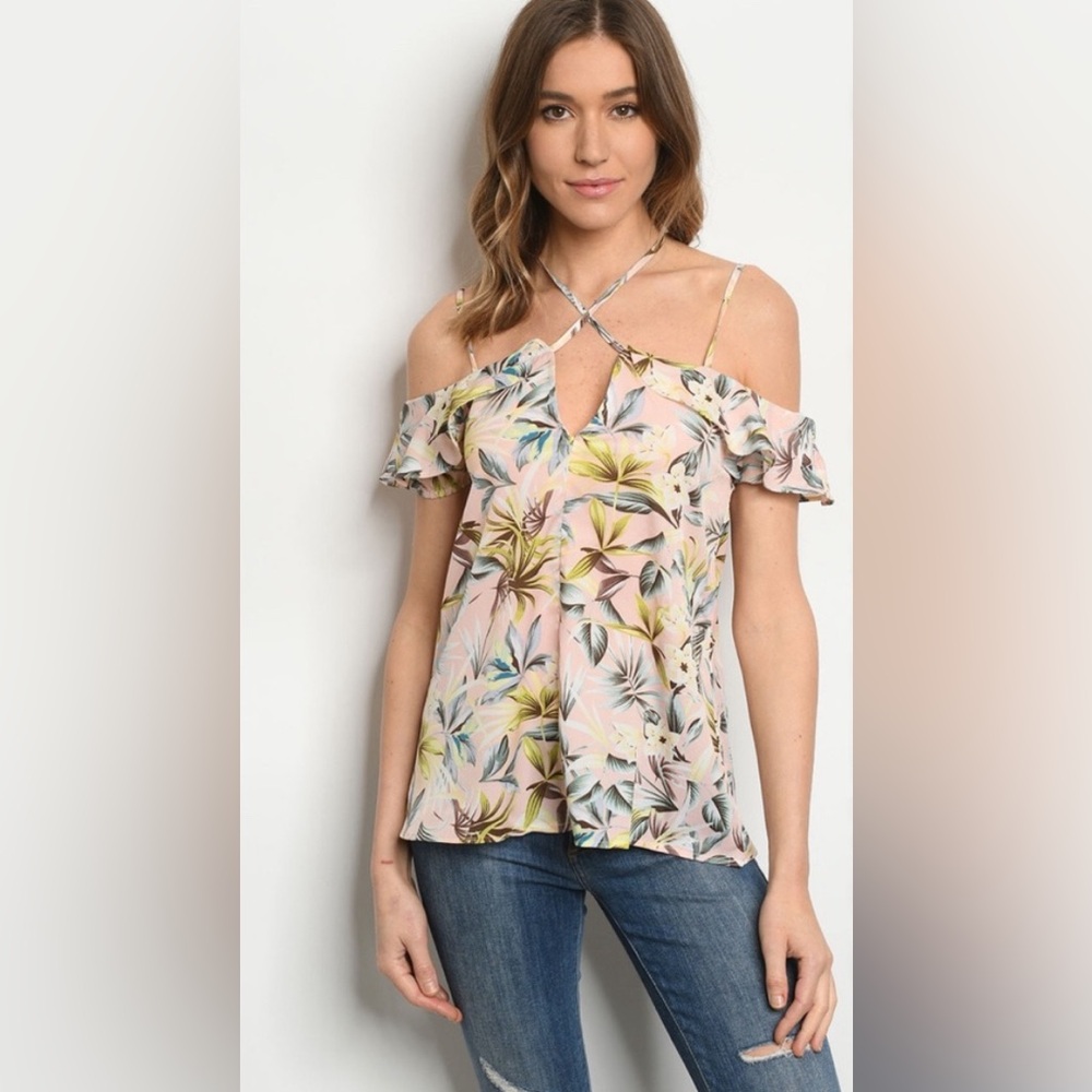 PINK FLORAL PRINT STRAPY TOP